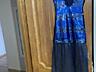 Нарядное платье синего цвета с палетками и органзой, 44 размер