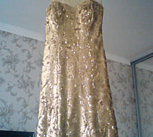 Вечернее оригинальное шикарное платье S-золото привезено из Турции