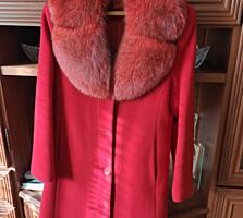 Зимнее пальто, натуральная шерсть и мех