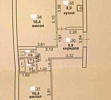 ЦЕНТР Школа Борьбы 2-к квартира ЧЕШКА 3/5 52/29/8 лоджия 3,3 кв. м.