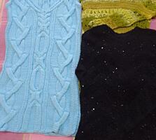 Ручное вязание платье - туника, джемпер с пайетками, джемпер из