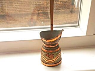 Старинная медная инкрустированная горячей эмалью, турочка.