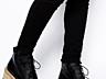 Кожаные ботинки ASOS RUNAWAY Lace Up Ankle Boots/Black