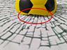 Мячик в окне авто жёлтый футбольный наклейка прикол