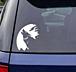 Наклейка на авто Волк и Кот Белая светоотражающая