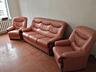 Кожаный диван + 2 кресла