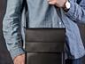 Сумка мужская через плечо кожаная, черная