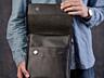 Сумка мужская через плечо кожаная, черная