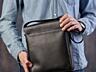 Сумка мужская через плечо кожаная, черная