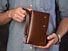 Кошелек мужской из натуральной кожи, коричневый