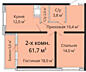 Продам квартиру 61.8 кв. м., 22/25, новый дом, жк Альтаир-3.