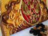 Нарды резные картина Гербы Россия эксклюзив!