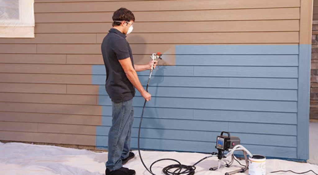 Как покрасить гараж краскопультом