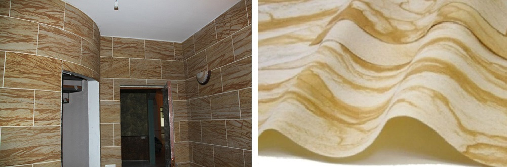 Гибкий камень для внутренней отделки ванной комнаты фото