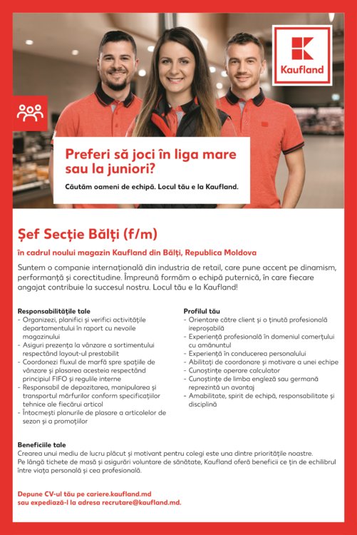 Sef Sectie Balti Kauflandrecrutare Kaufland Md