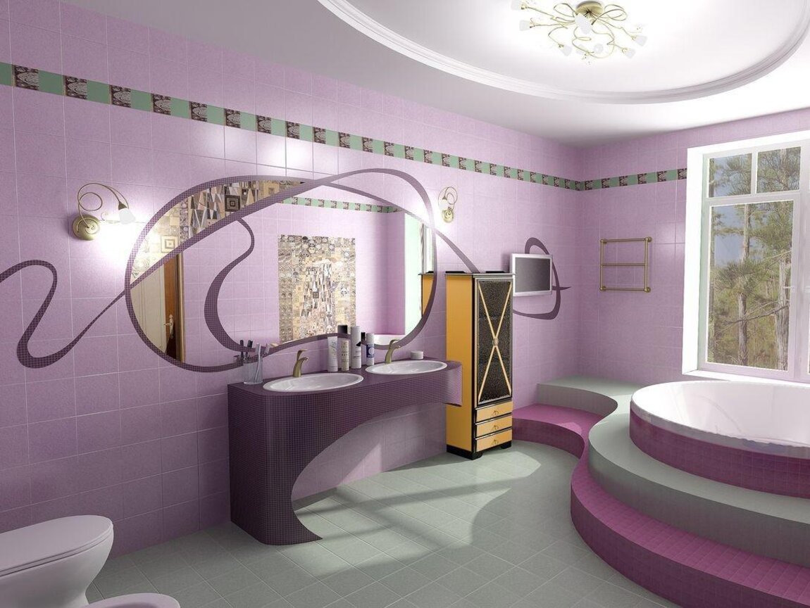 Ванная комната в лавандовом стиле