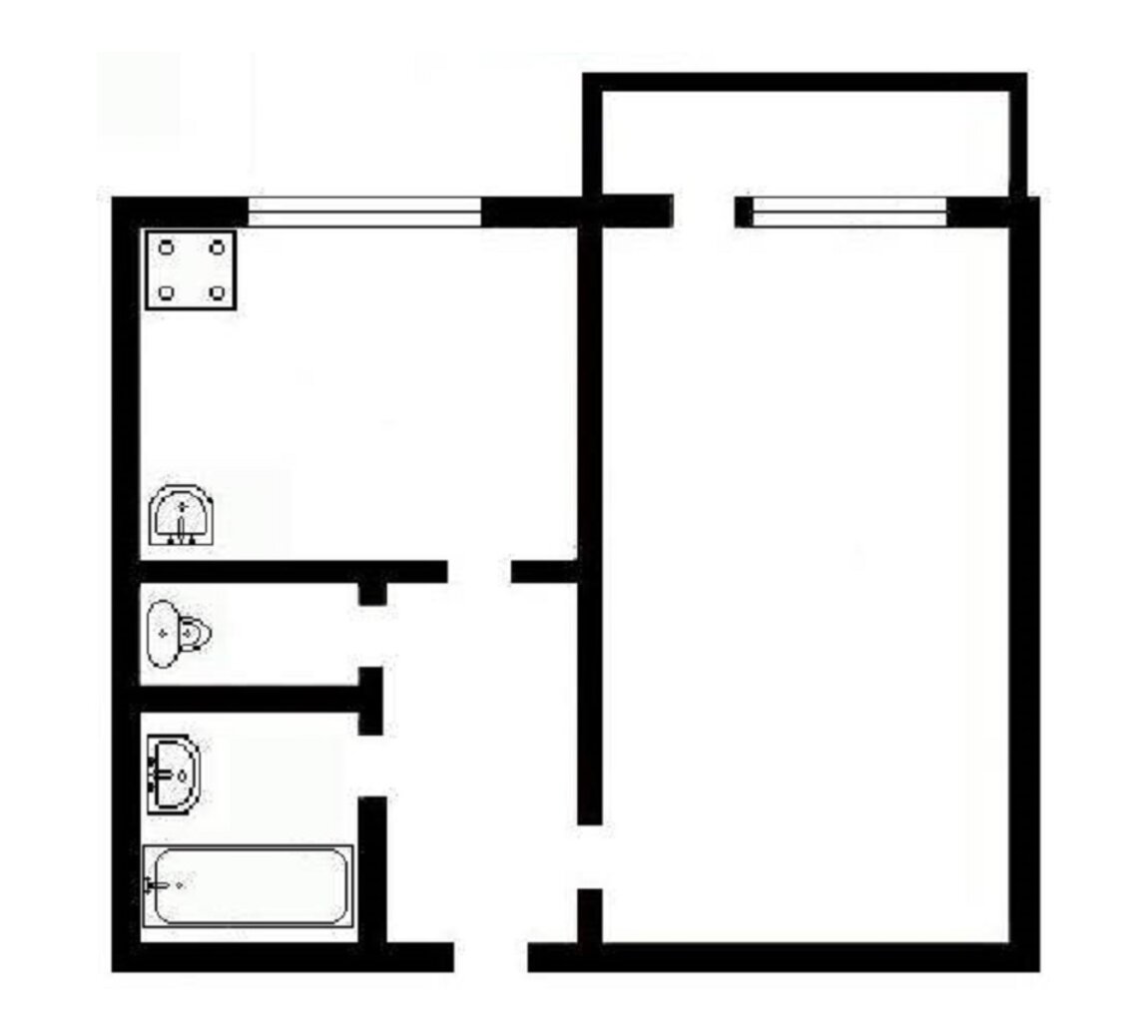 Планировка 1 комнатной квартиры с раздельным санузлом