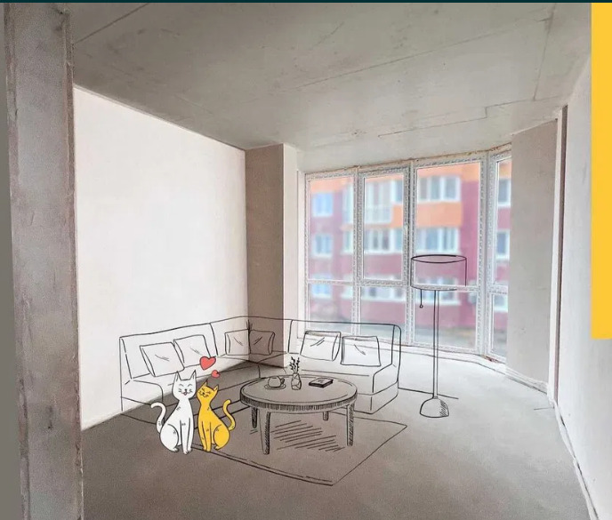 Квартира -студия. Чистовая отделка под ремонт. 22700