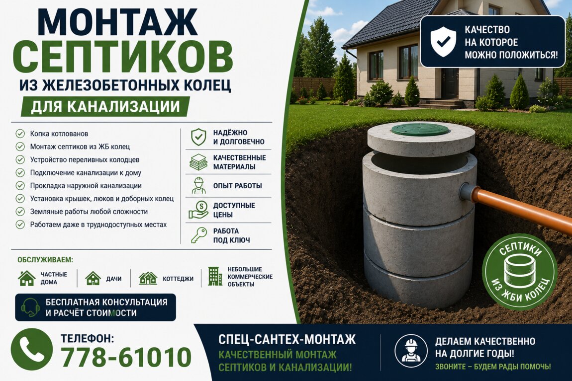 Монтаж септиков (сливные ямы)
