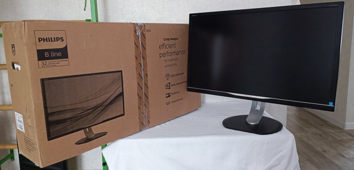 32" Philips 328B6QJEB. QHD, IPS, 75Hz. VGA, HDMI, DisplayPort и т. д.