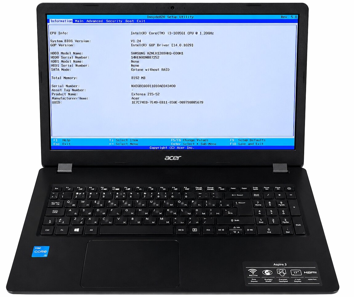 Продам Acer Aspire 5 A517 i3-1005G1, 8Gb/128Gb Nvme, Intel UHD, 17.3