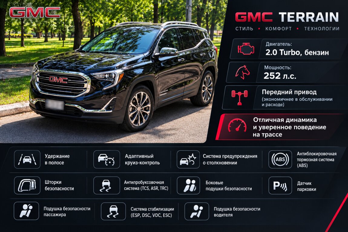 GMC Terrain SLT 2018/ 2.0 Turbo 252 л. с. / Панорама / Bose