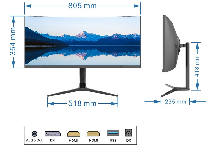 Новый ультраширокий изогнутый монитор (34 inches 3440×1440 144Hz 1ms)
