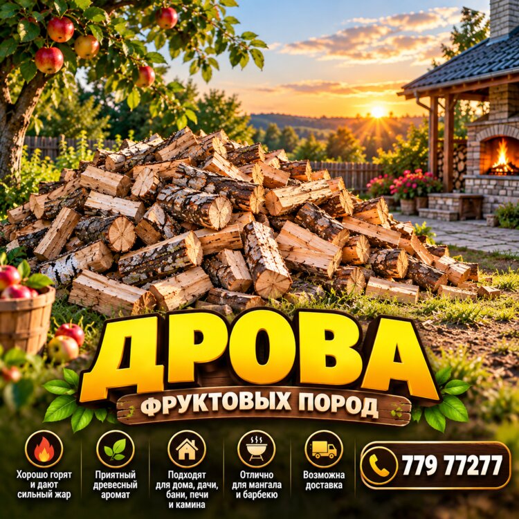 Дрова фруктовых пород. Сухие. Доставка