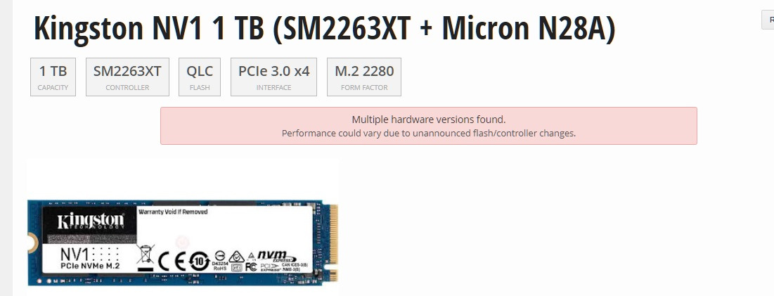 Kingston NV1 1TB M. 2 NVMe PCIe 3.0