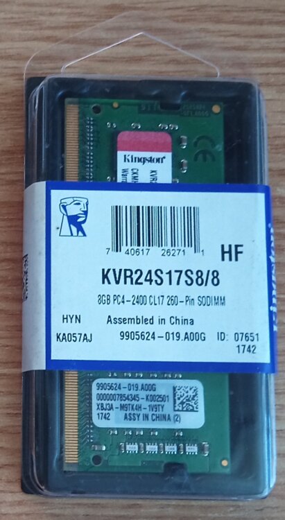 Память SODIMM DDR4 8 Gb PC-19200 2400MHz Kingston CL17 [KVR24S17S8/8]