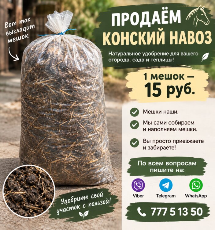 Продаём конский навоз.