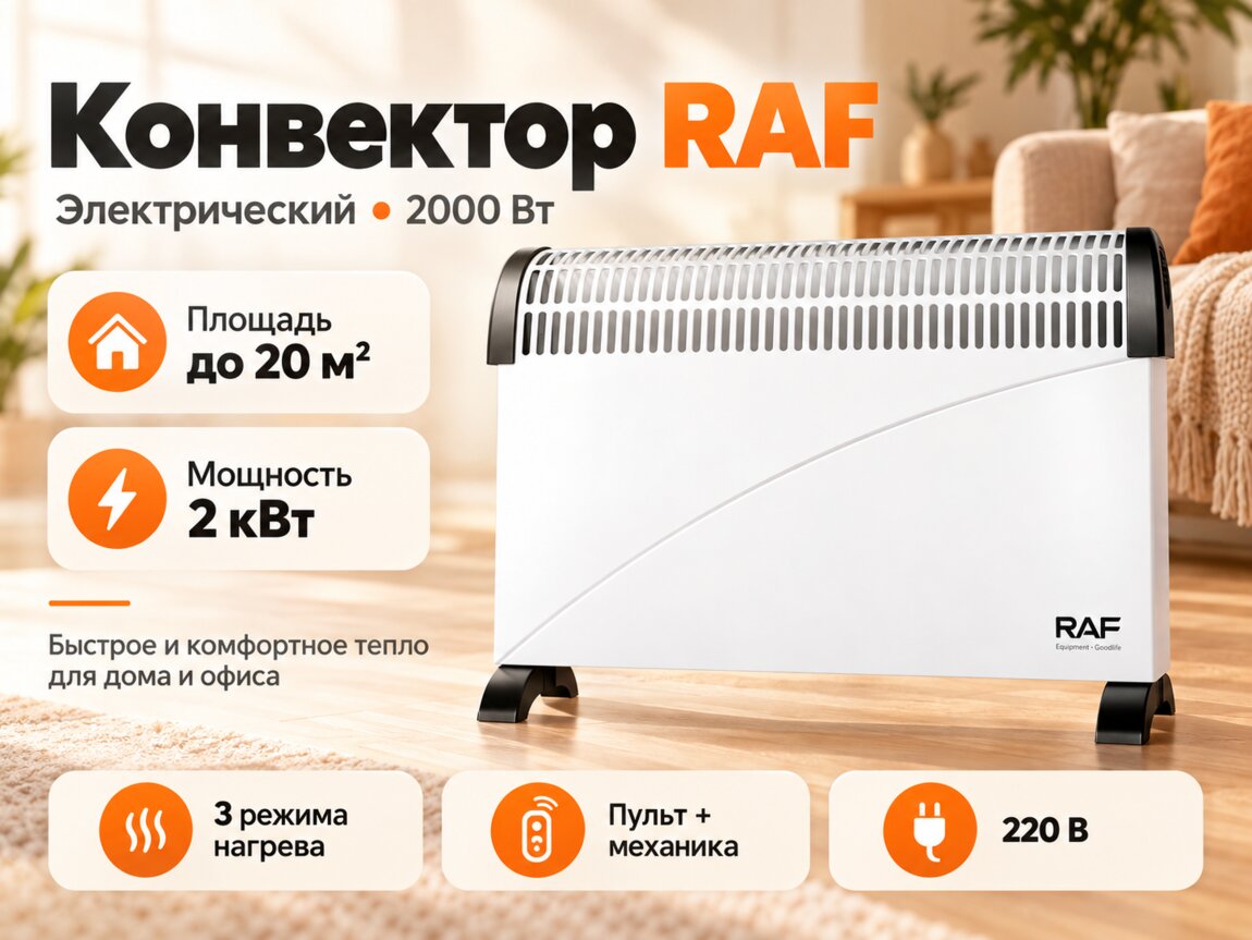 Конвектор электрический ACL-97351 2000Вт, 220 В 50 Гц