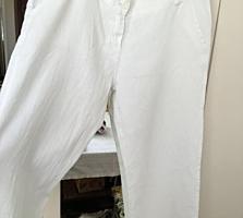 Pantaloni albi din in, foarte calitativi, în stare ideală, mărimea XL,