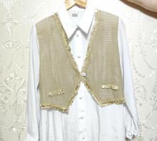 Новая белая женская блузка с жилетом. Производство Венгрия. Размер: XL