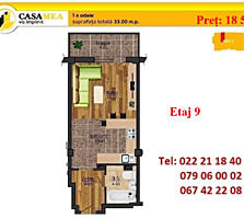 Botanica! Apartament 1 odaie 33 m. p - 18 500€! Bloc dat in exploatare