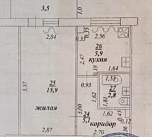 1-комнатная квартира на Северном, Бендеры, 5/5 эт., 30,8/15,9/5,9