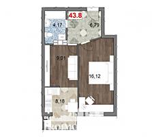 De vânzare apartament cu 1 cameră și suprafața de 44 mp. Proiectul ..