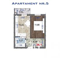 De vânzare apartament cu 1 cameră și suprafața de 34 mp. Proiectul ..
