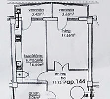 Apartament 1odae Etjul 6,Suprafata 59,3 m² Riscani, pe bd. Moscovei,