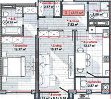 Se vinde apartament 65,99 m2, în complex Solaris, Telecentru șos. ...