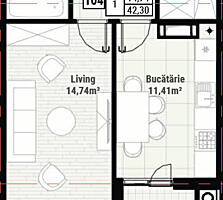 Se vinde apartament cu o suprafață de 42,30 m2 în complexul ...