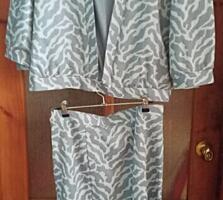 новый женский костюм жакет-блузон+юбка годе 46р-р, трикотаж фабричный.