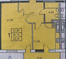 Продам квартиру 52.5 кв. м., 12/16, новый дом, жк Вильямса.