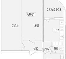 Продам квартиру 68.3 кв. м., 21/24, новый дом, жк 61-я Жемчужина.