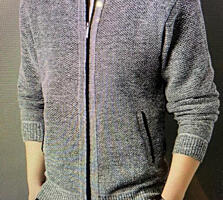 Свитер мужской теплый Кардиган на молнии с воротником X. XL, новый