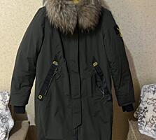 Зимняя куртка-парка хаки с мехом, тёплая, зимняя, отличное состояние