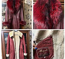 Кожаная удлиненная куртка(мех съемный) и облегченная дубленка, S