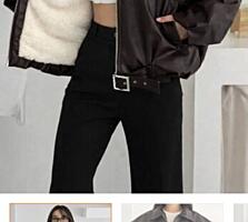 Женская кожаная куртка оверсайз с мехом внутри