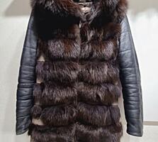 Продам женскую зимнюю шубу дубленку куртку с кожаными рукавами песец
