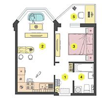 Однокомнатная квартира ЖК Алексеевский